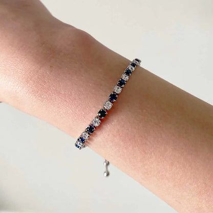 Adjustable Rainbow Cubic Zirconia Tennis Bracelet for Women | Colorful Stone Bracelet