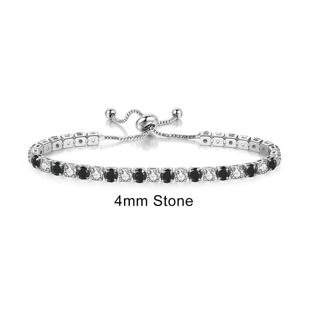 Adjustable Rainbow Cubic Zirconia Tennis Bracelet for Women | Colorful Stone Bracelet