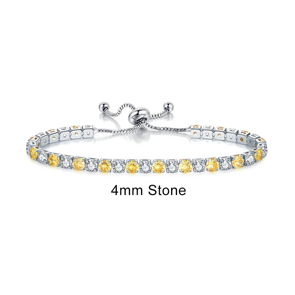 Adjustable Rainbow Cubic Zirconia Tennis Bracelet for Women | Colorful Stone Bracelet