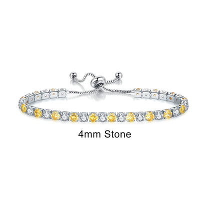 Adjustable Rainbow Cubic Zirconia Tennis Bracelet for Women | Colorful Stone Bracelet