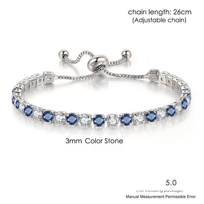 Adjustable Rainbow Cubic Zirconia Tennis Bracelet for Women | Colorful Stone Bracelet