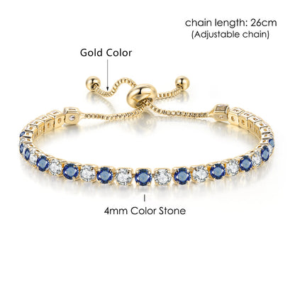 Adjustable Rainbow Cubic Zirconia Tennis Bracelet for Women | Colorful Stone Bracelet