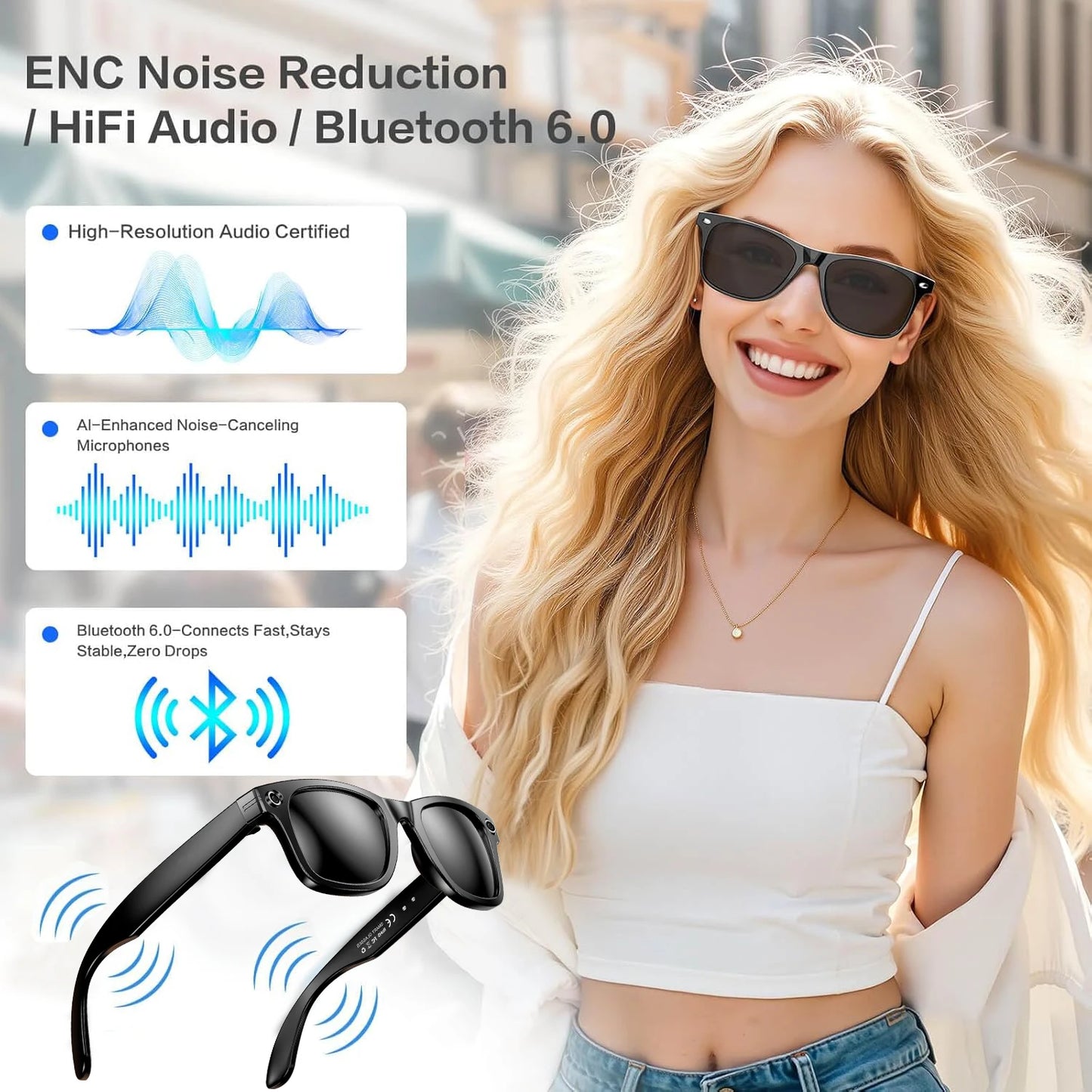 Premium AI Smart Sunglasses with Camera, Translation & Bluetooth Calls