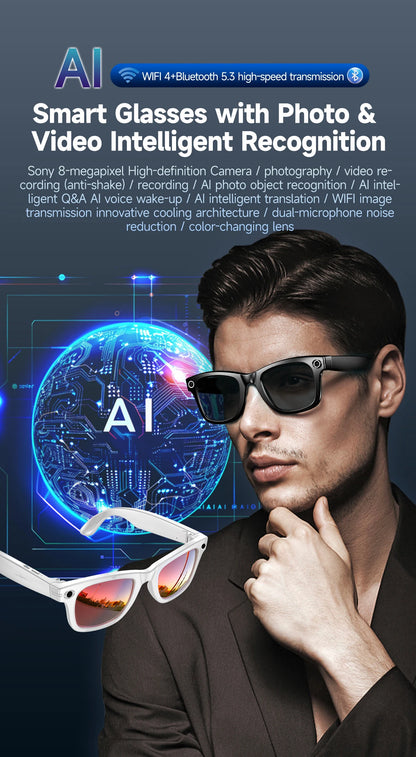 Premium AI Smart Sunglasses with Camera, Translation & Bluetooth Calls