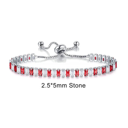Adjustable Rainbow Cubic Zirconia Tennis Bracelet for Women | Colorful Stone Bracelet