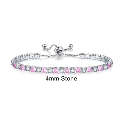 Adjustable Rainbow Cubic Zirconia Tennis Bracelet for Women | Colorful Stone Bracelet