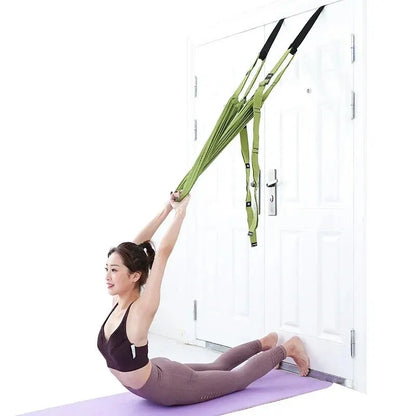 Aerial Yoga Strap with Door Anchor, Adjustable Stretch Training Belt