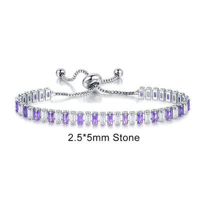 Adjustable Rainbow Cubic Zirconia Tennis Bracelet for Women | Colorful Stone Bracelet