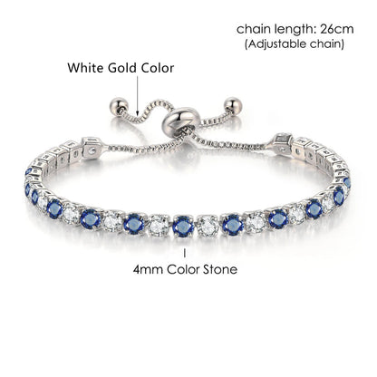 Adjustable Rainbow Cubic Zirconia Tennis Bracelet for Women | Colorful Stone Bracelet