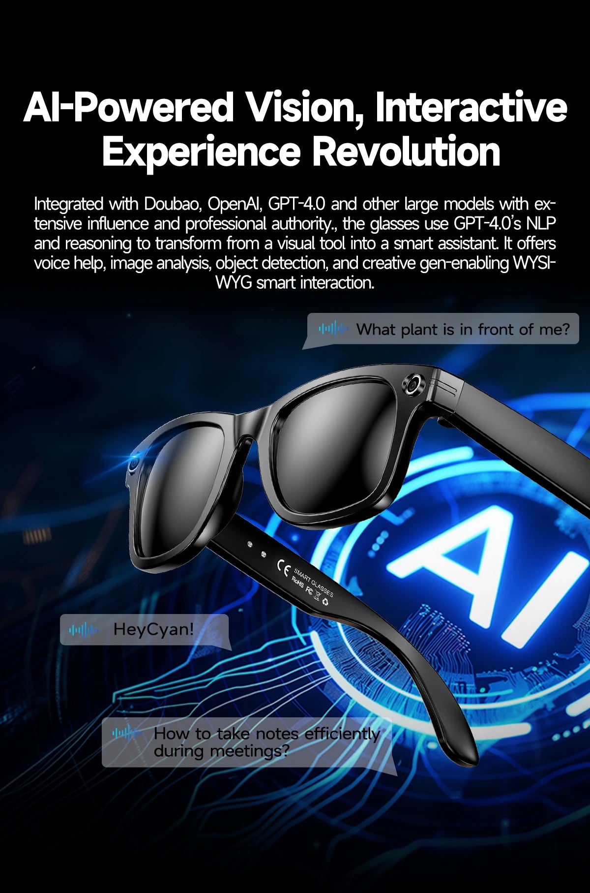 Premium AI Smart Sunglasses with Camera, Translation & Bluetooth Calls