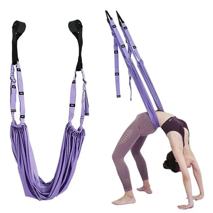 Aerial Yoga Strap with Door Anchor, Adjustable Stretch Training Belt