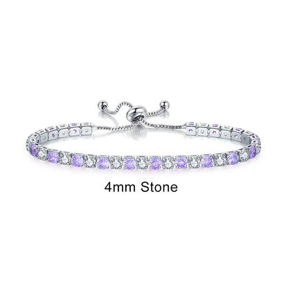 Adjustable Rainbow Cubic Zirconia Tennis Bracelet for Women | Colorful Stone Bracelet
