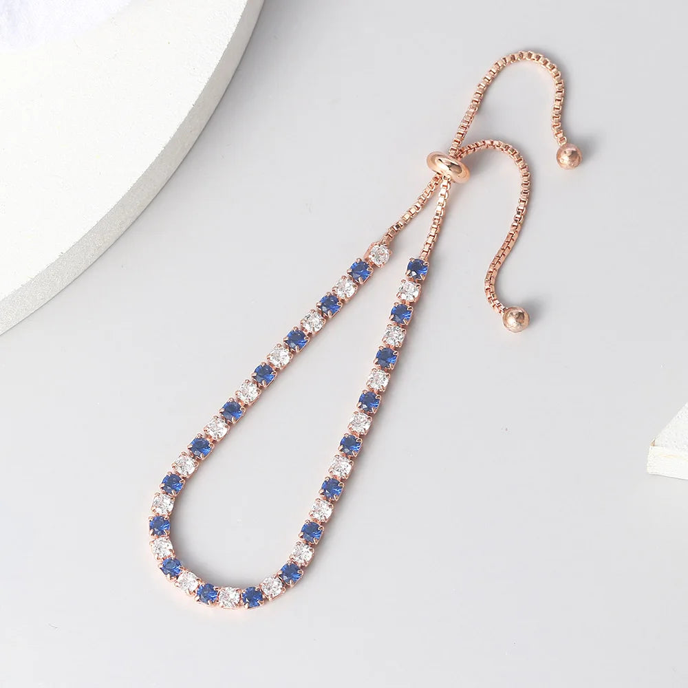 Adjustable Rainbow Cubic Zirconia Tennis Bracelet for Women | Colorful Stone Bracelet