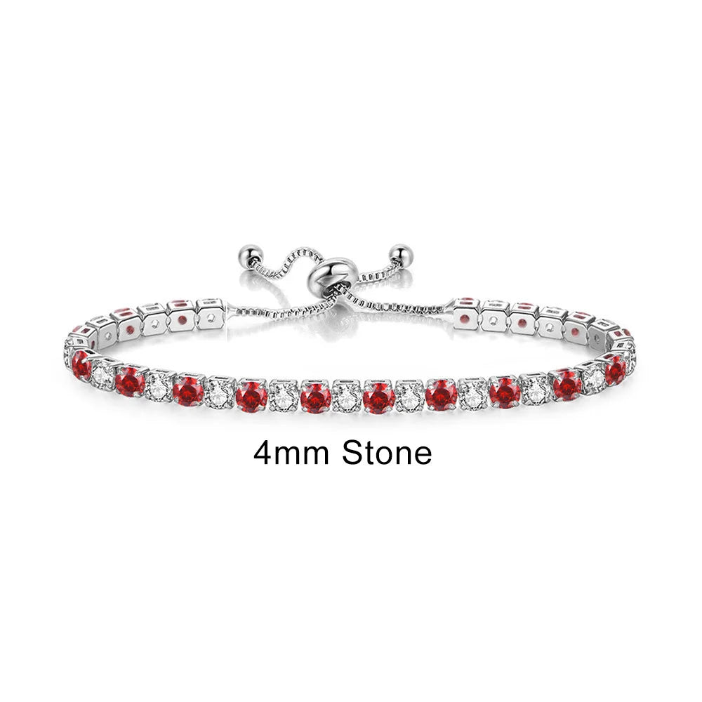 Adjustable Rainbow Cubic Zirconia Tennis Bracelet for Women | Colorful Stone Bracelet