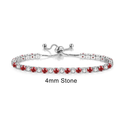 Adjustable Rainbow Cubic Zirconia Tennis Bracelet for Women | Colorful Stone Bracelet