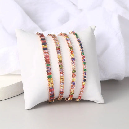 Adjustable Rainbow Cubic Zirconia Tennis Bracelet for Women | Colorful Stone Bracelet
