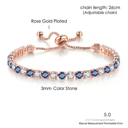 Adjustable Rainbow Cubic Zirconia Tennis Bracelet for Women | Colorful Stone Bracelet