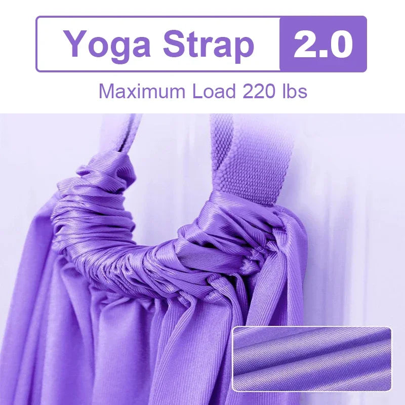 Aerial Yoga Strap with Door Anchor, Adjustable Stretch Training Belt