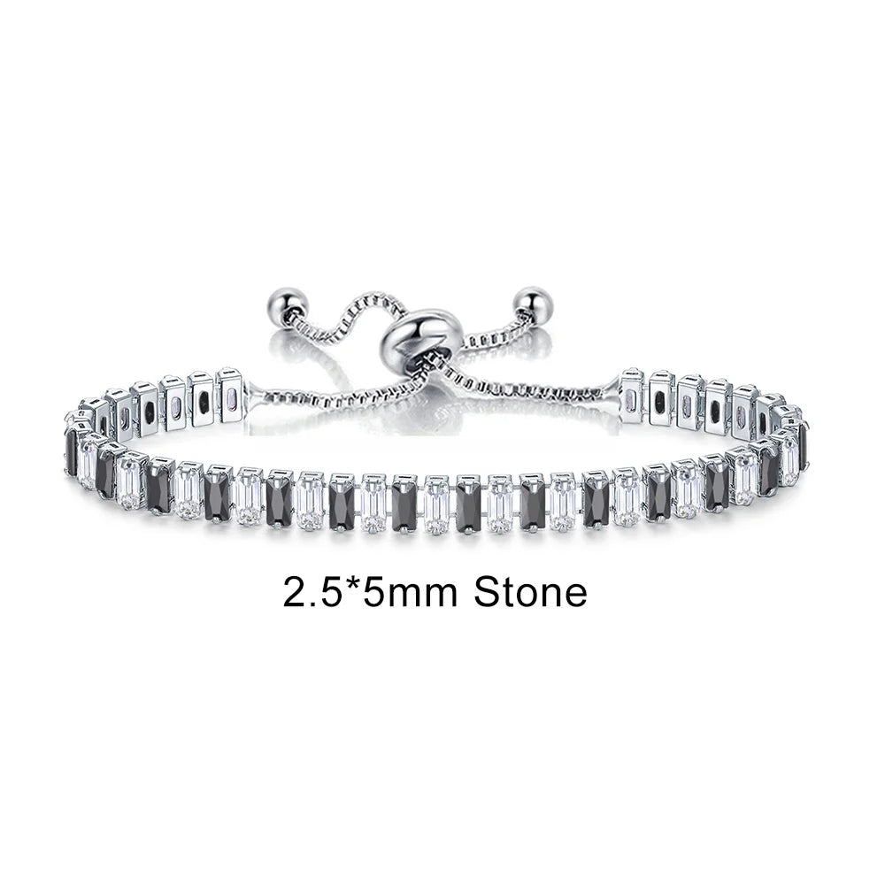 Adjustable Rainbow Cubic Zirconia Tennis Bracelet for Women | Colorful Stone Bracelet
