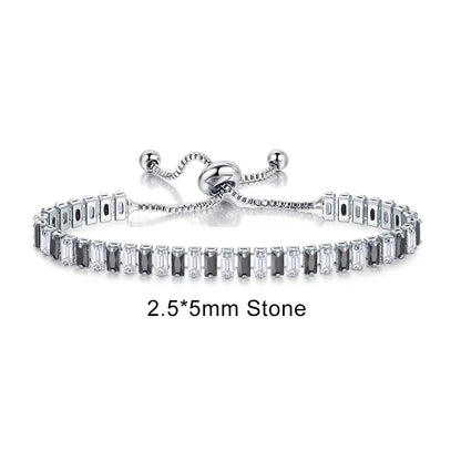 Adjustable Rainbow Cubic Zirconia Tennis Bracelet for Women | Colorful Stone Bracelet